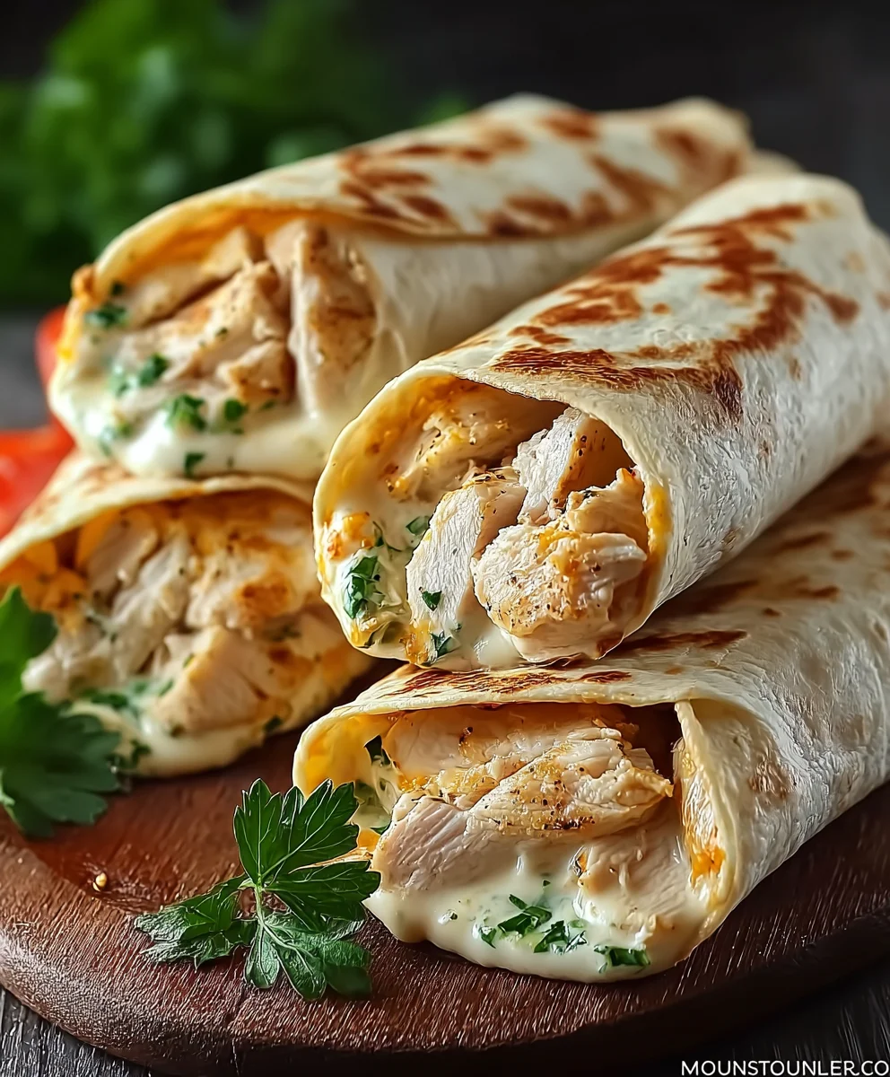Cheesy Chicken Garlic Wraps- Easy & Delicious