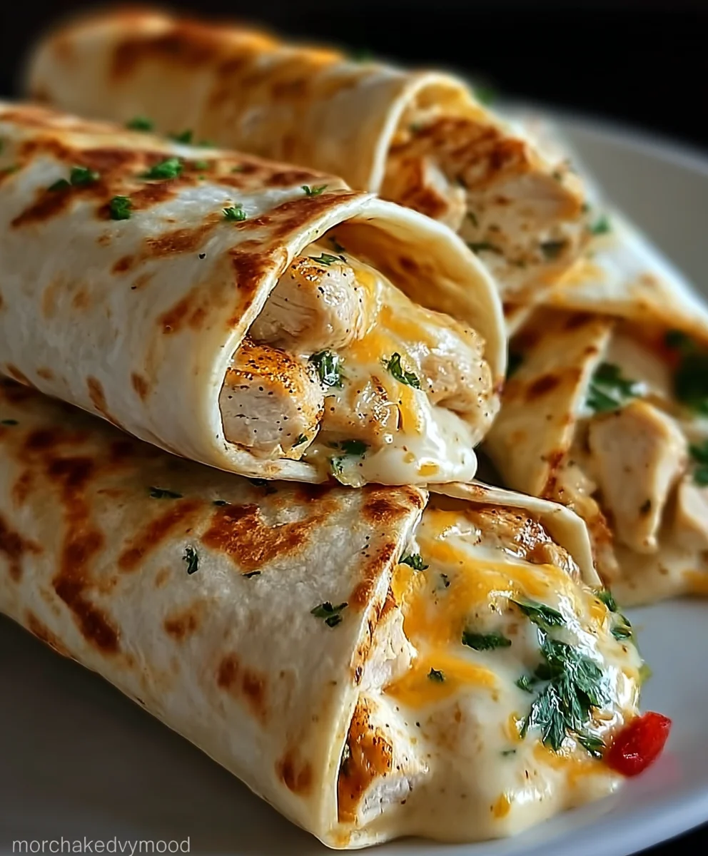 Cheesy Chicken Garlic Wraps- Easy & Delicious