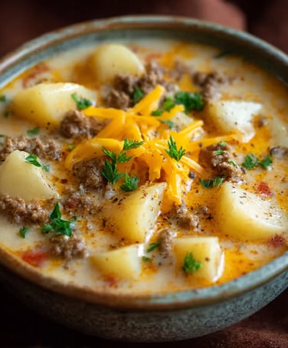 Cheesy Beef Beef Hamburger Potato Soup