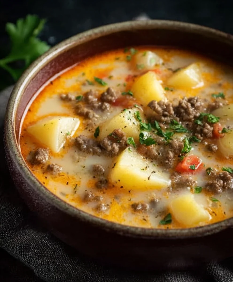 Cheesy Beef Beef Hamburger Potato Soup