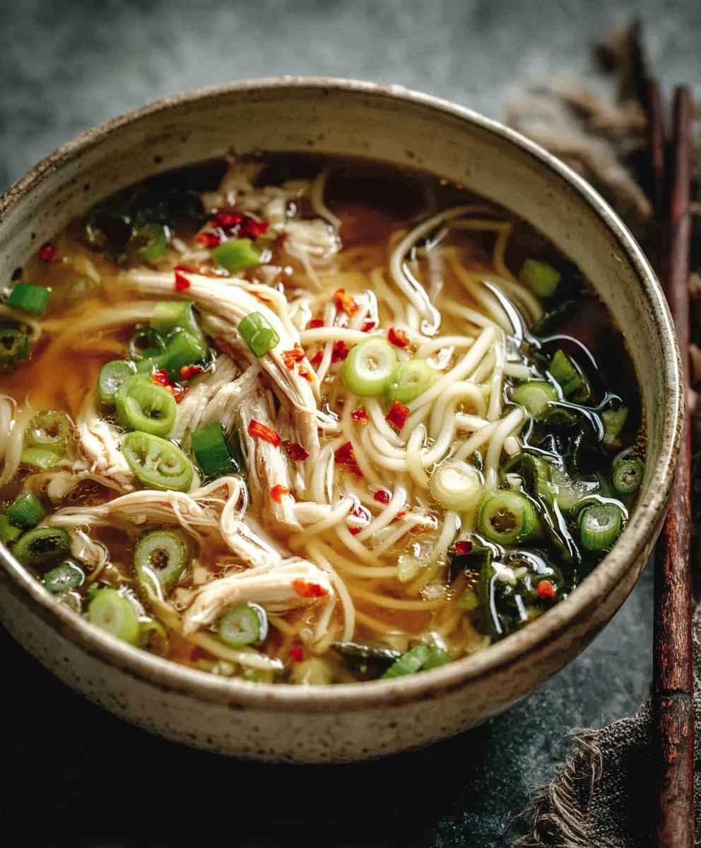 Aromatic Gin Extract-Inspired Scallion Chicken Noodle Soup