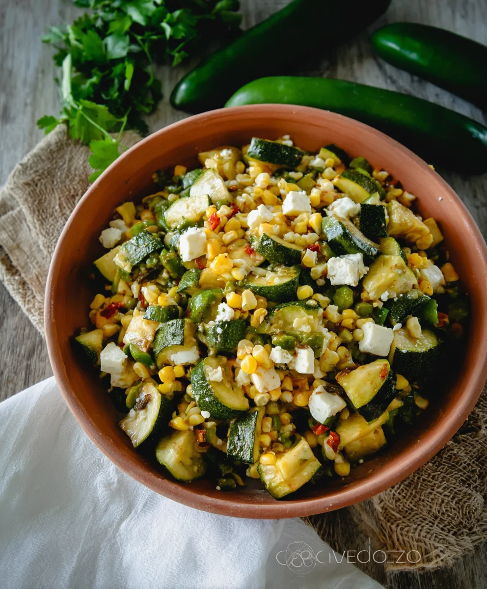 Calabacitas con Elote-Zucchini Corn Chile & Cheese