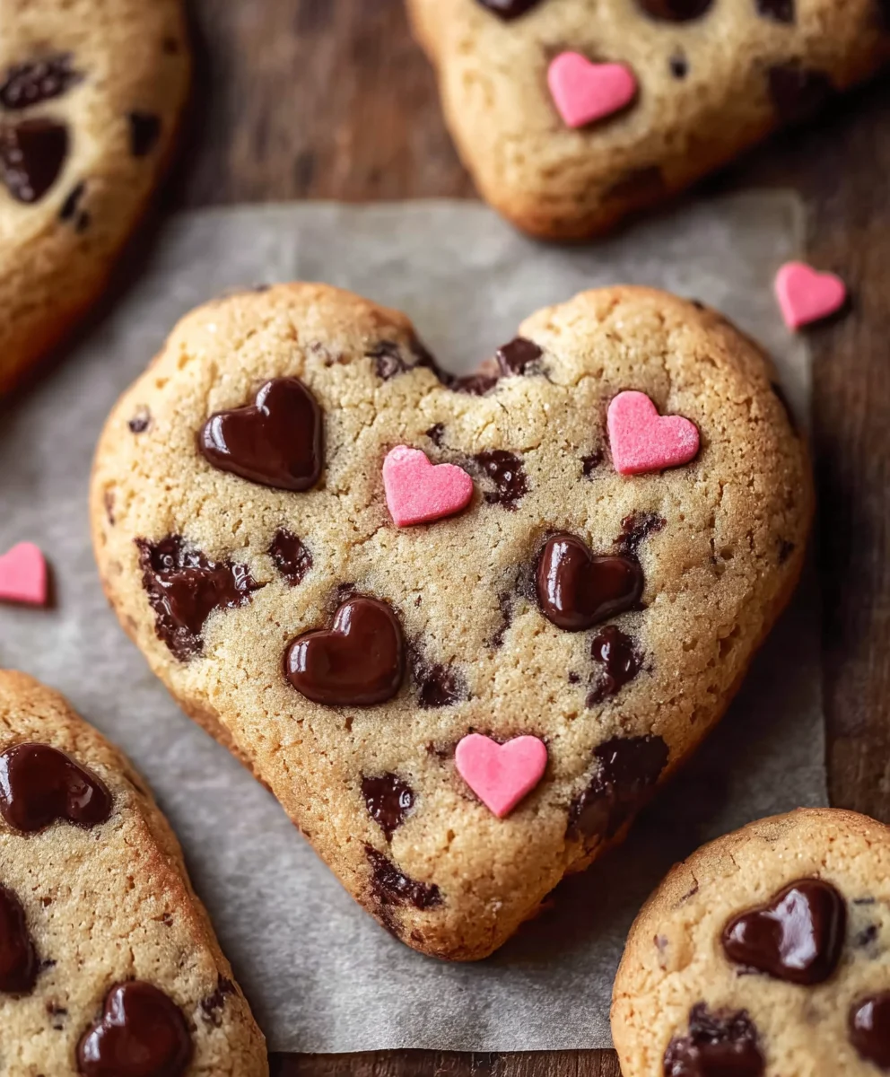 Sweet Heart Shaped Chocolate Chip Cookies Easy Recipe