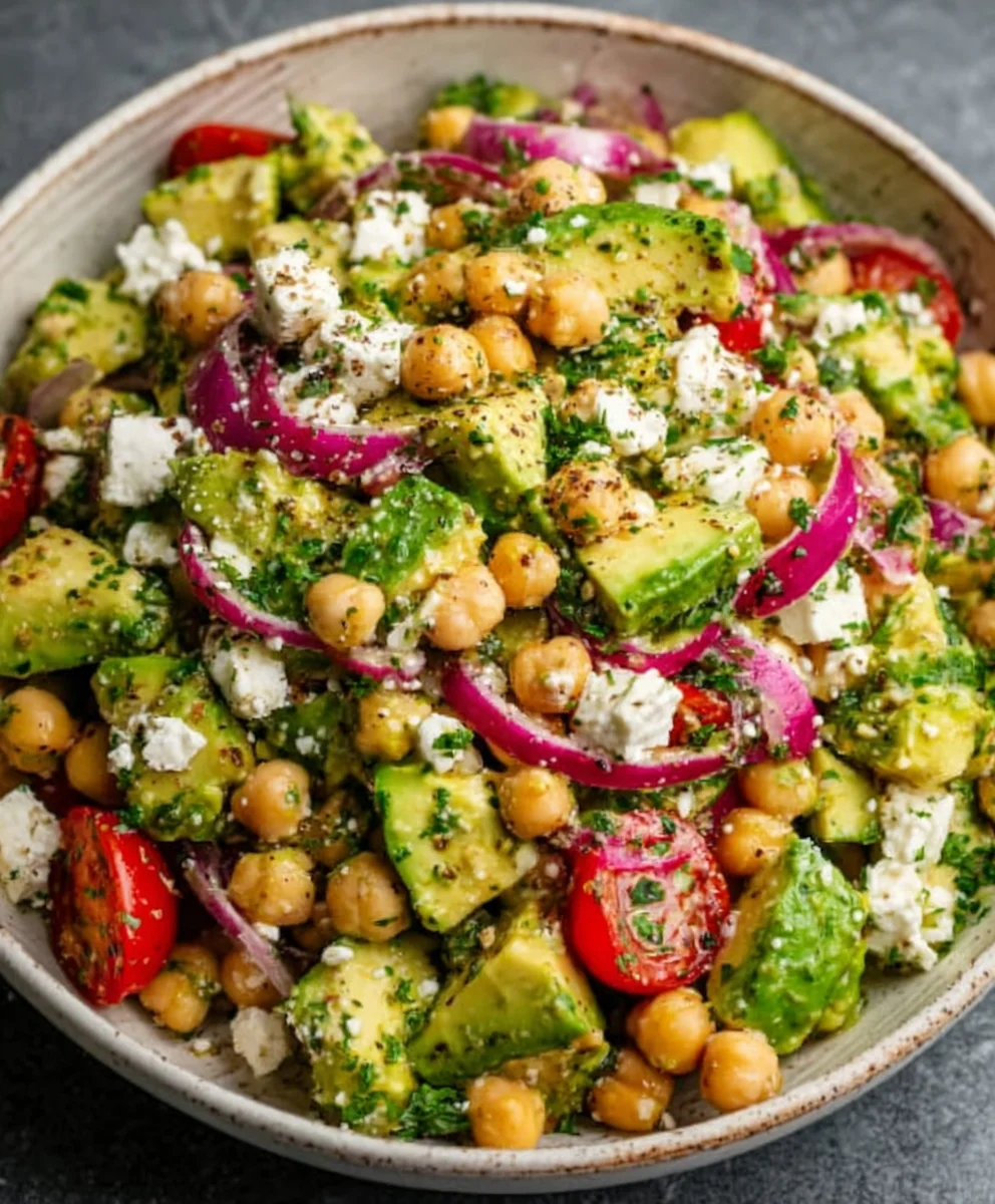 Chickpea Feta Avocado Salad - Easy & Delicious
