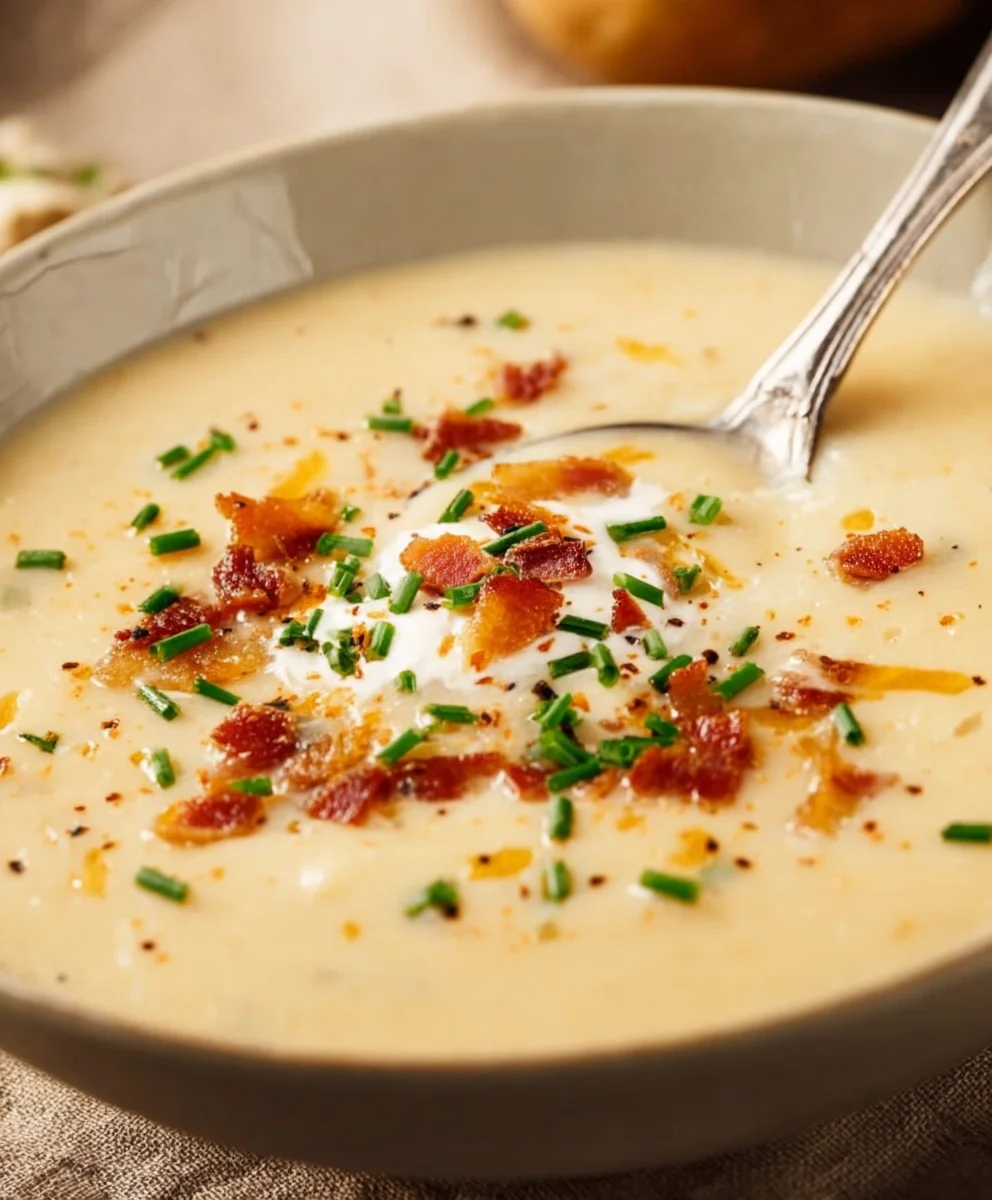 Easy Baked Potato Soup Recipe-Hearty & Creamy