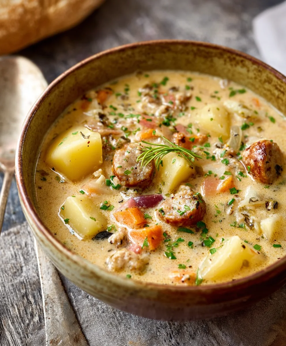 Hearty Potato Beef Sausage Chowder Recipe