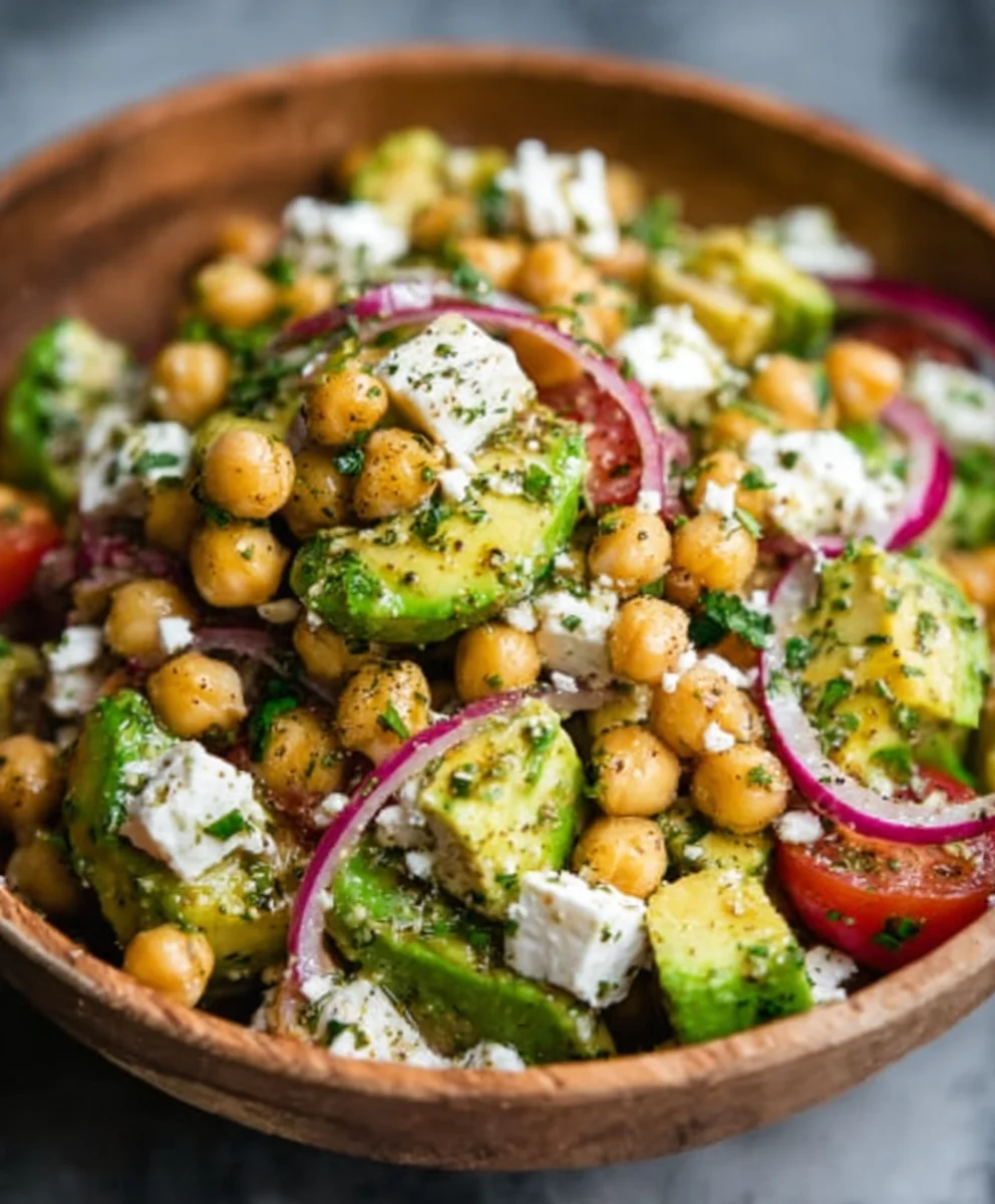 Chickpea Feta Avocado Salad - Easy & Delicious