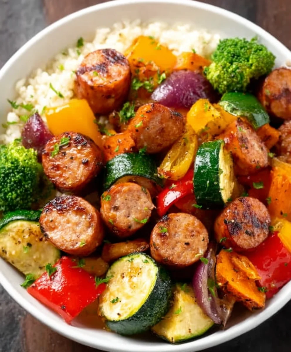 Air Fryer Chicken Sausage and Veggies Quick Meal
