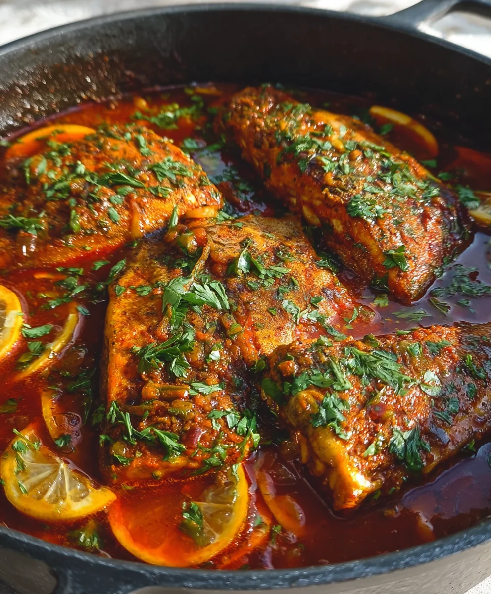 Spicy Moroccan Fish Recipe-Rich Sauce-Flavorful