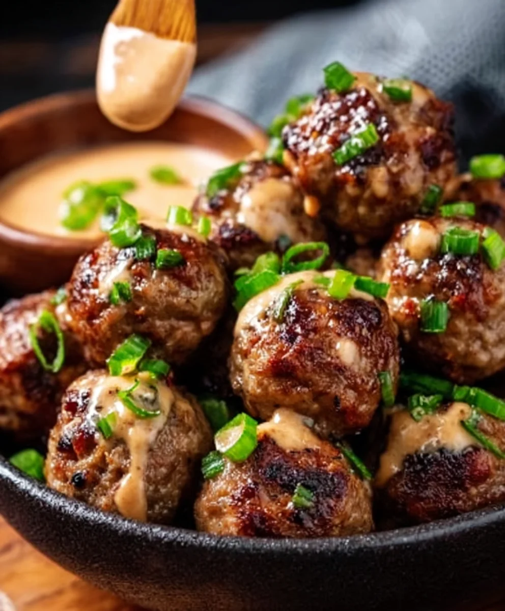Korean BBQ Beef Meatballs Spicy Mayo Easy Recipe