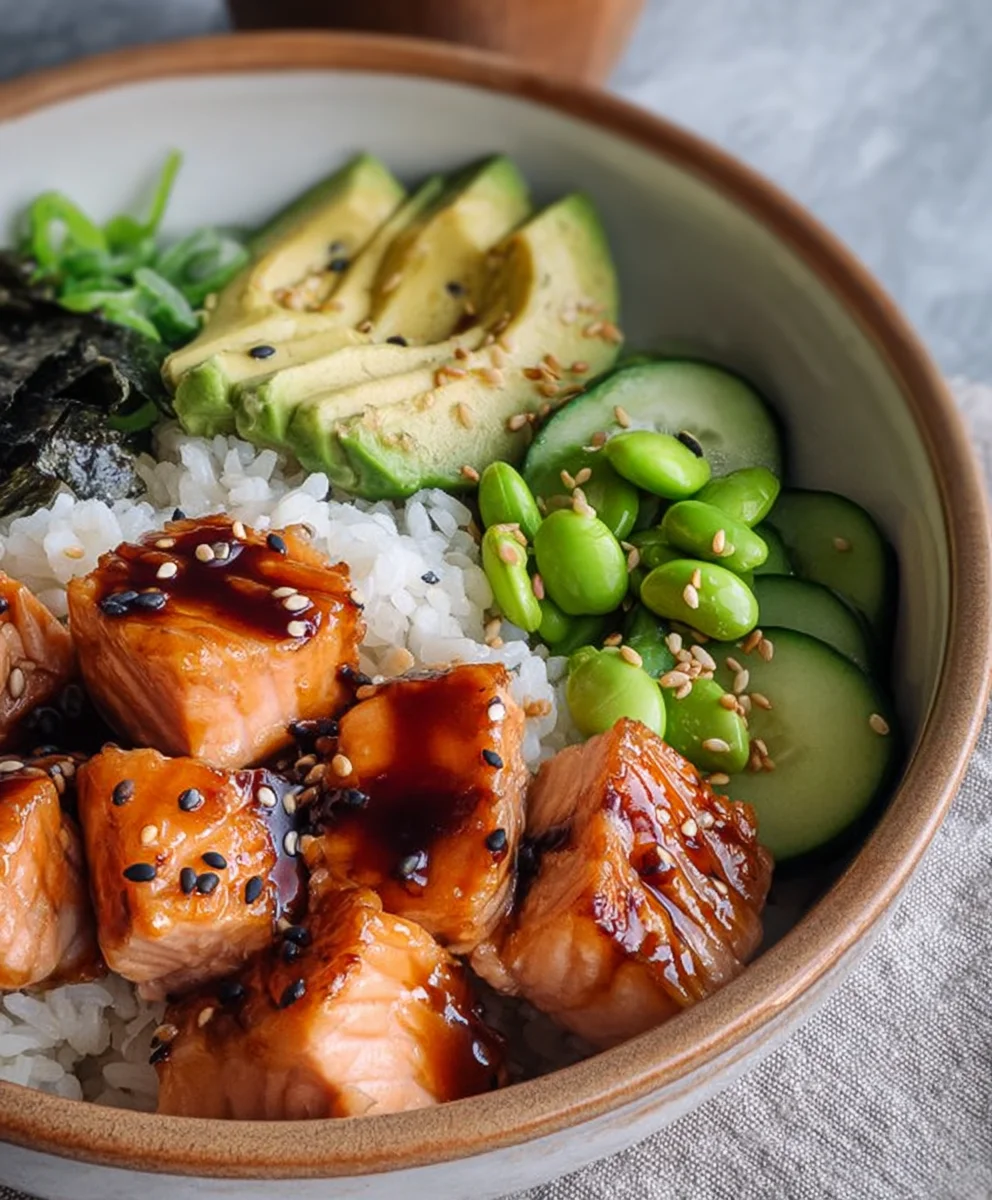 Easy Teriyaki Salmon Sushi Bowl - Gluten Free