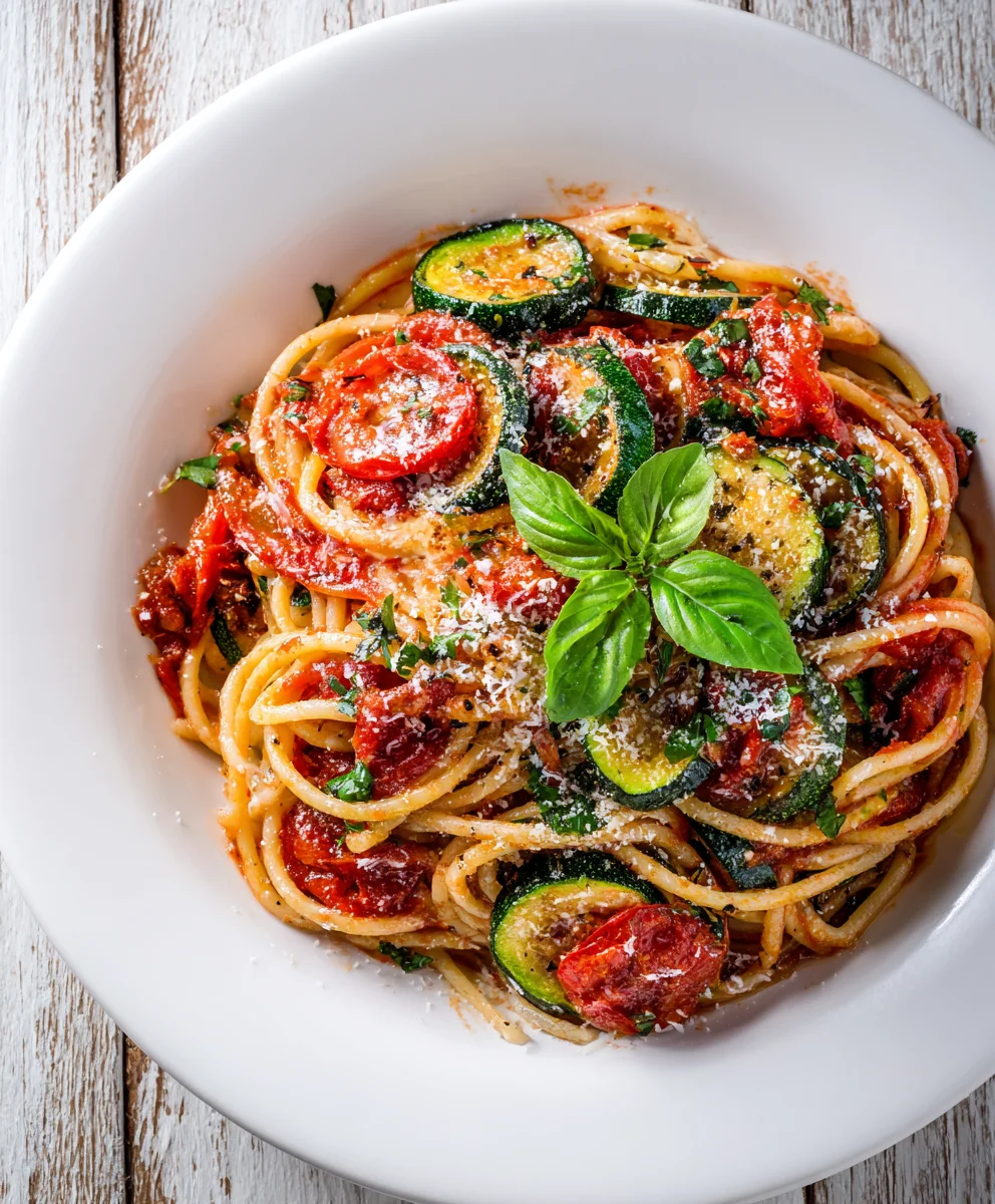 Healthy Tomato Zucchini Pasta - Easy & Delicious Meal