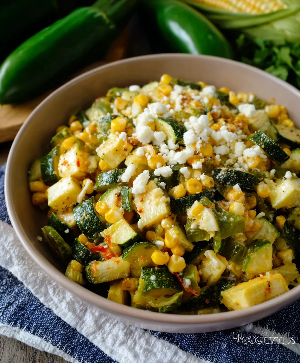 Calabacitas con Elote-Zucchini Corn Chile & Cheese