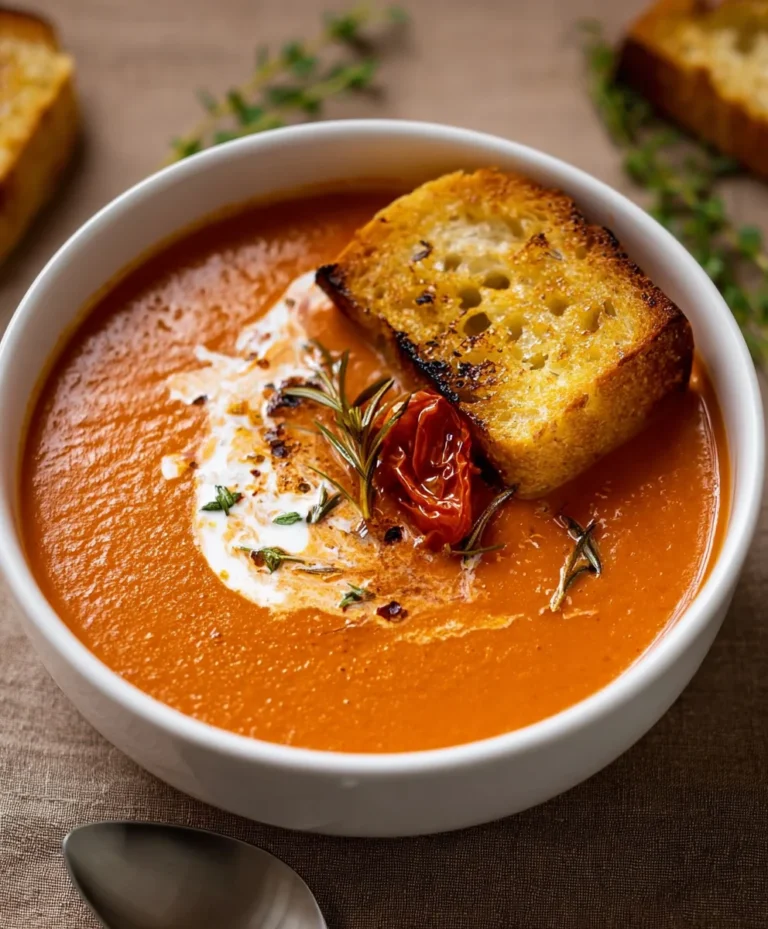 Creamy Roasted Garlic Tomato Soup – Easy & Delicious