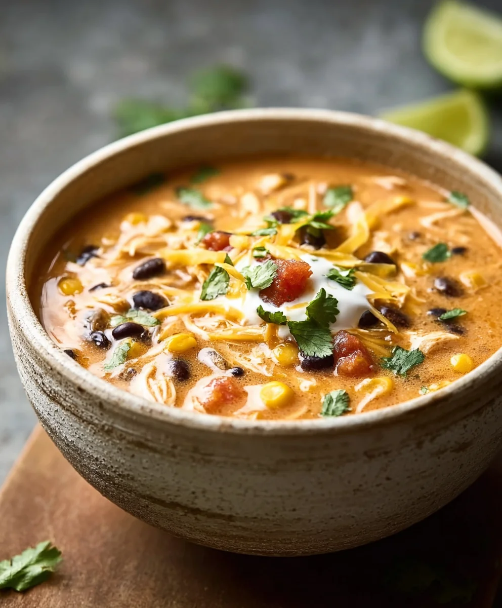 Creamy Chicken Enchilada Soup- Easy & Delicious Recipe