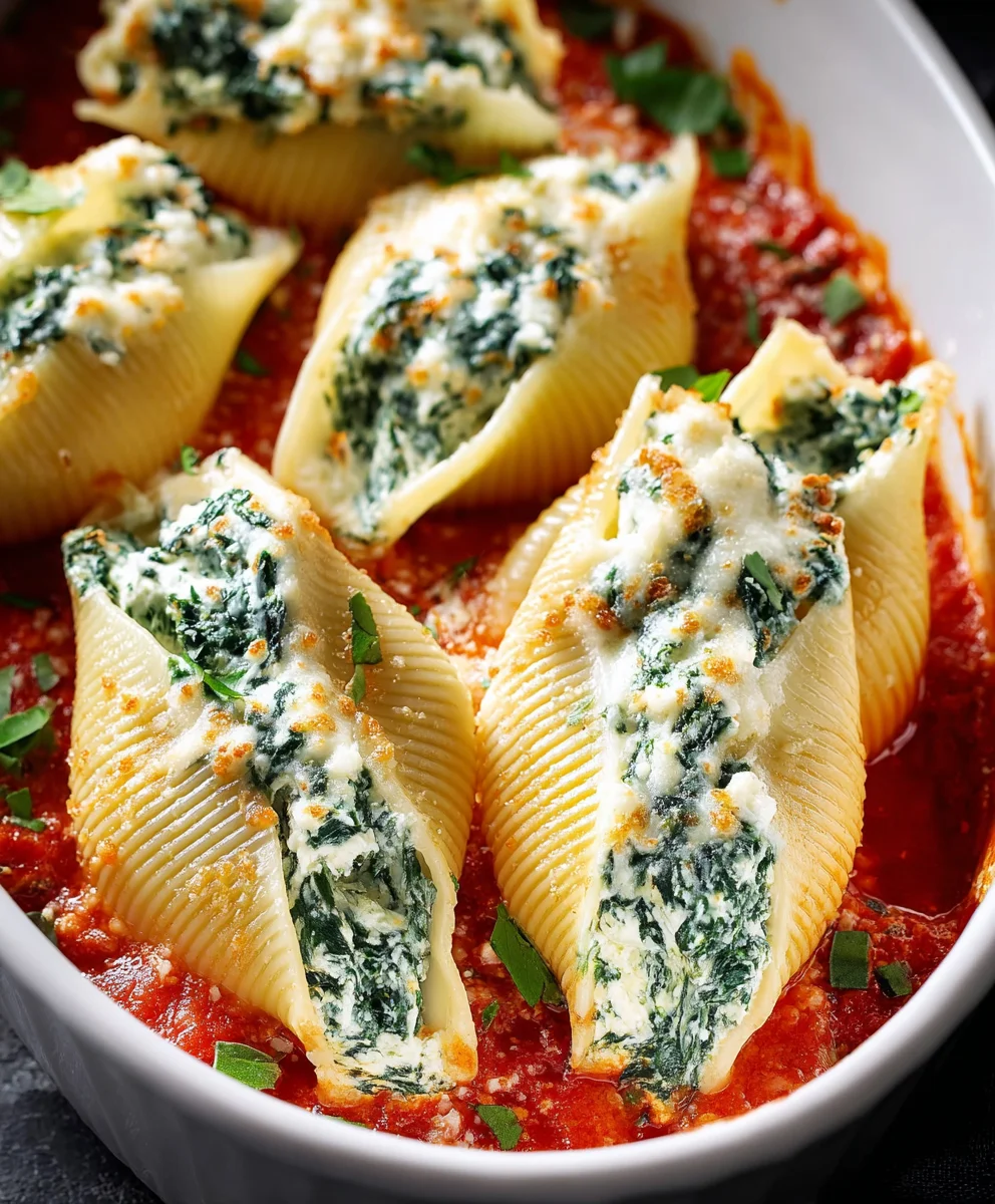 Easy Spinach Ricotta Stuffed Shells Recipe