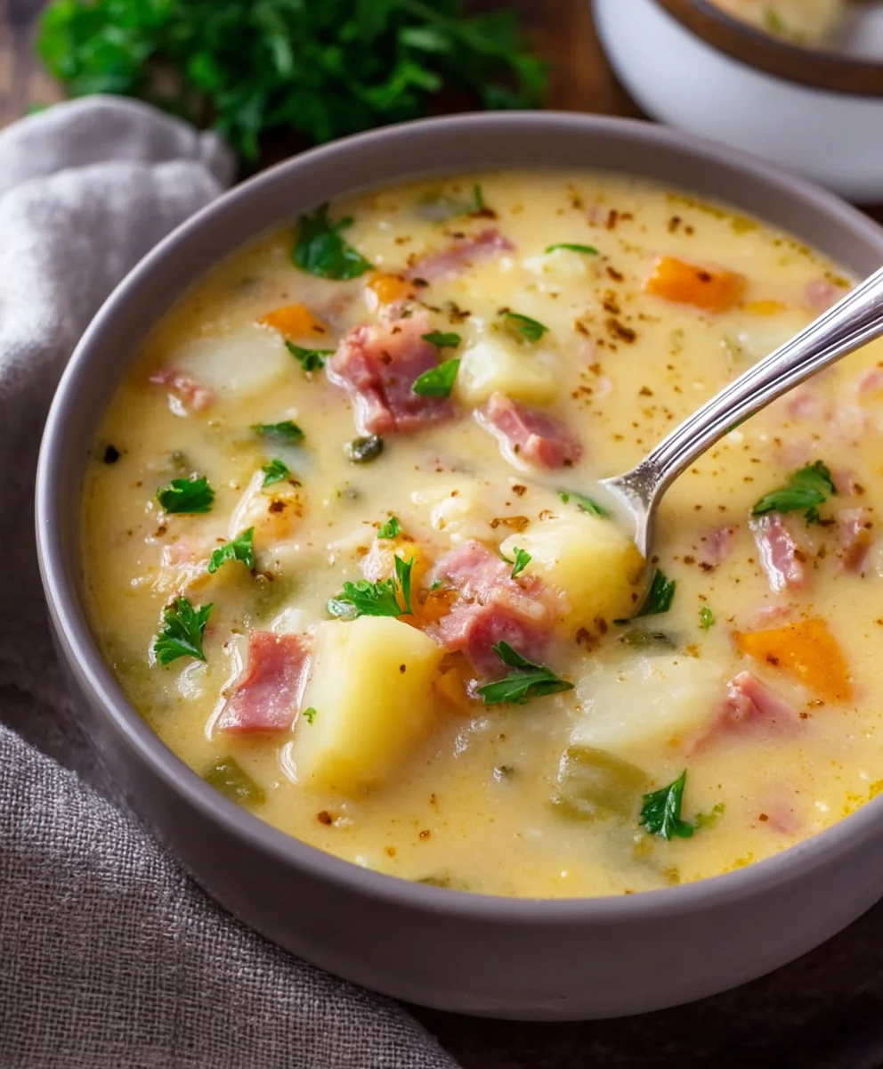Slow Cooker Beef Beef Ham Potato Soup - Hearty Meal