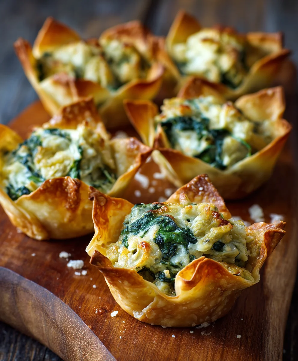 Spinach Artichoke Wonton Cups Delicious Appetizer