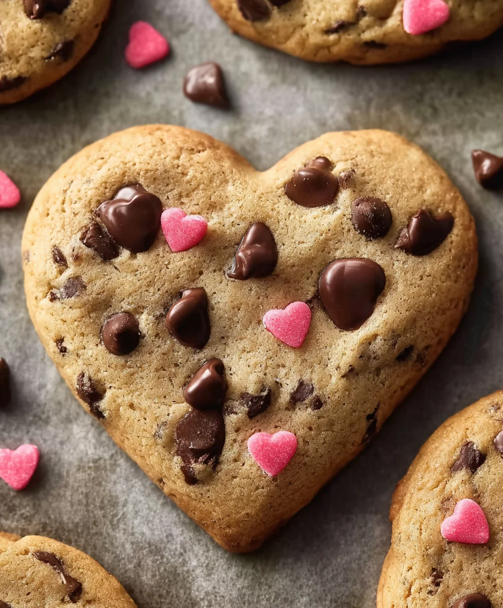 Sweet Heart Shaped Chocolate Chip Cookies Easy Recipe