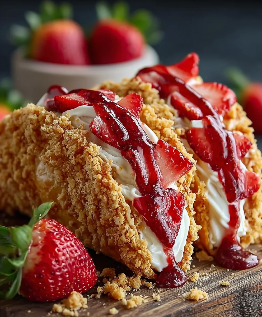 Strawberry Crunch Cheesecake Tacos-Sweet Dessert