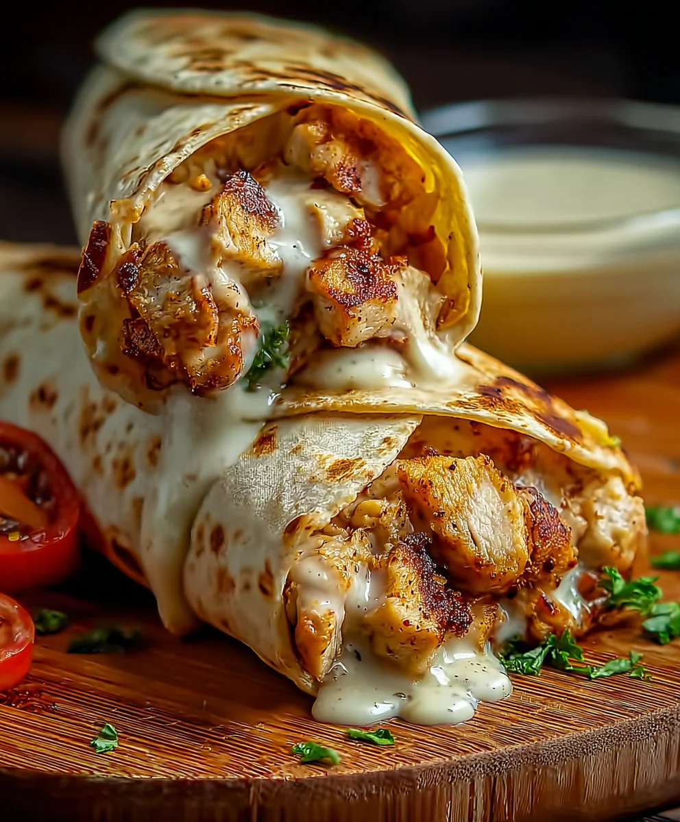 Cheesy Garlic Chicken Wraps-Quick Dinner Delight