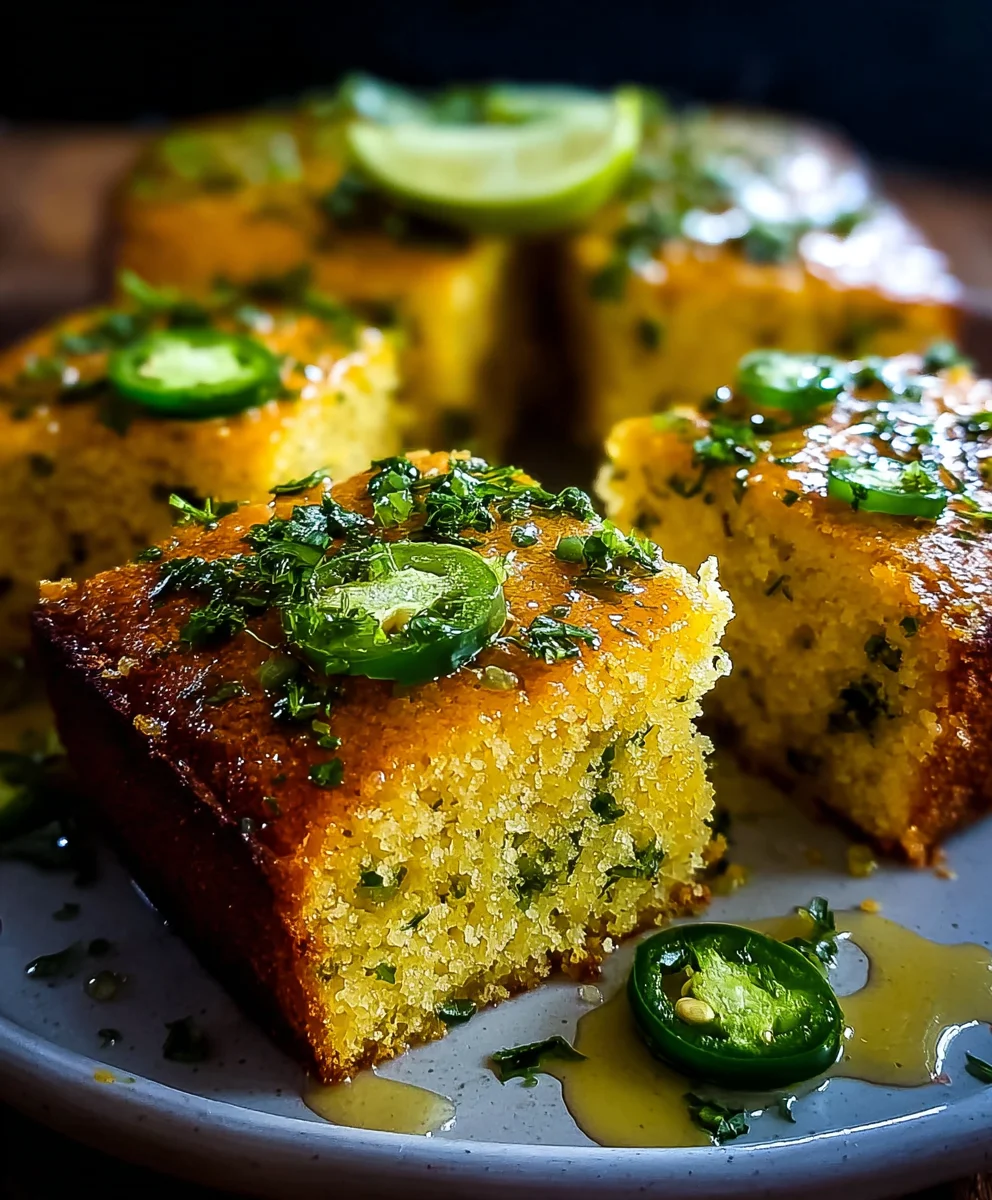 Spicy Jalapeno Cornbread with Lime Honey Glaze