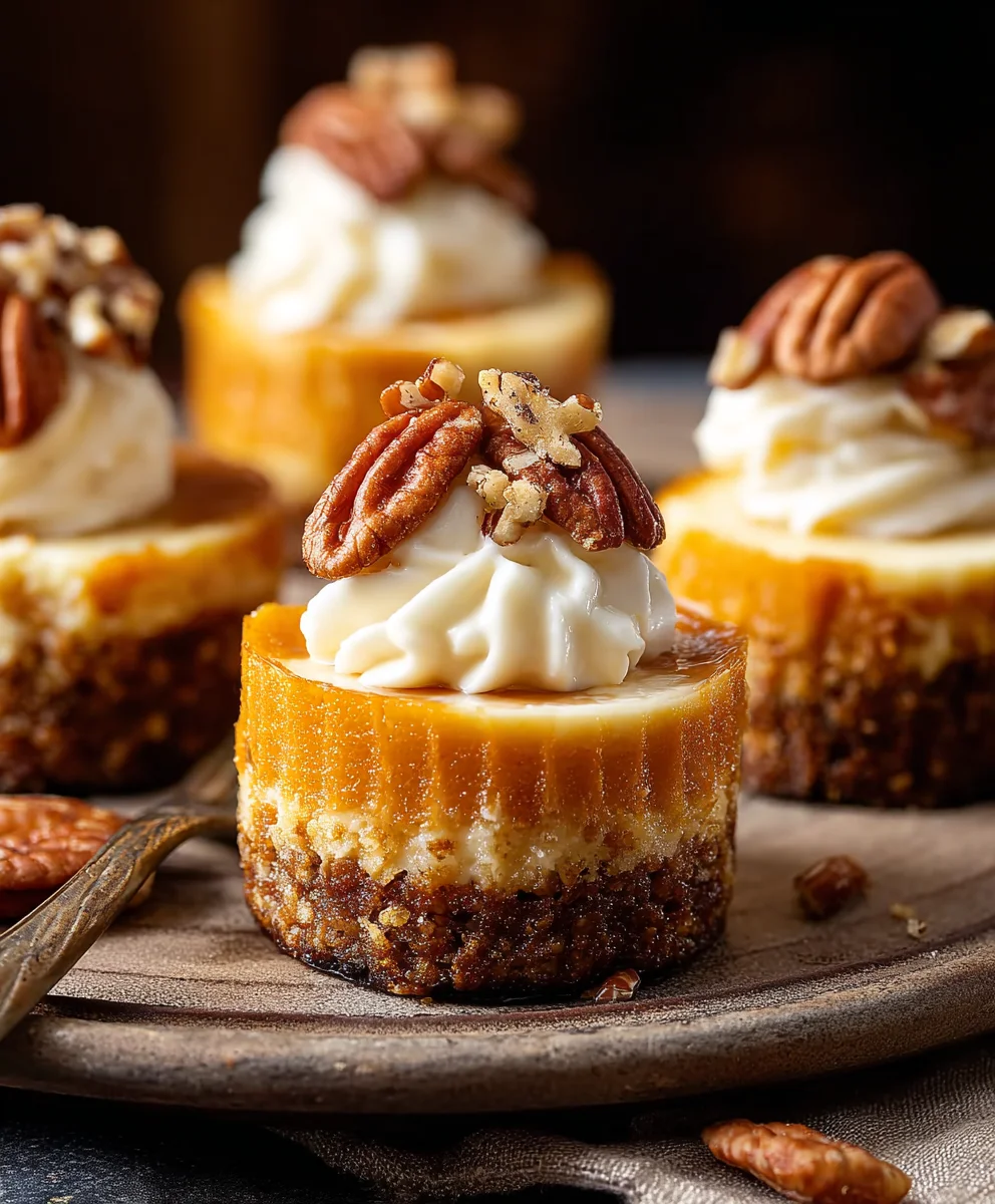 Pumpkin Pecan Mini Cheesecakes Delight