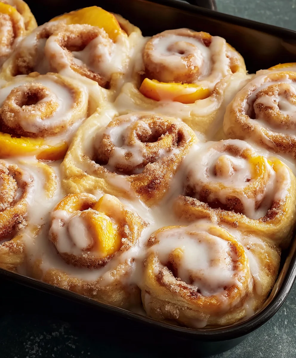 Peach Cobbler Cinnamon Rolls-Sweet & Easy Dessert
