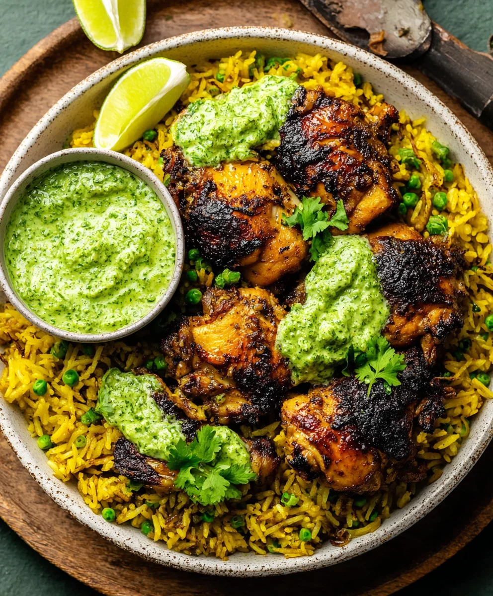 Peruvian Chicken Rice Green Sauce-Best Aji Verde