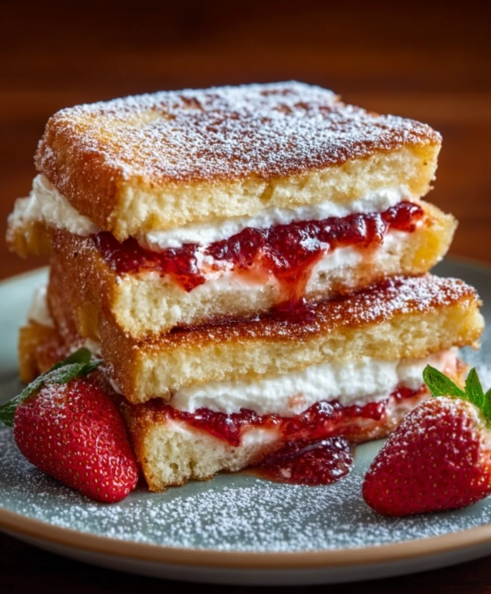 Fried Strawberry Cheesecake Sandwiches-Sweet Dessert