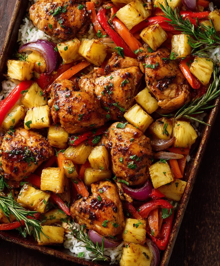 Easy Hawaiian Chicken Sheet Pan Dinner- Flavorful & Quick