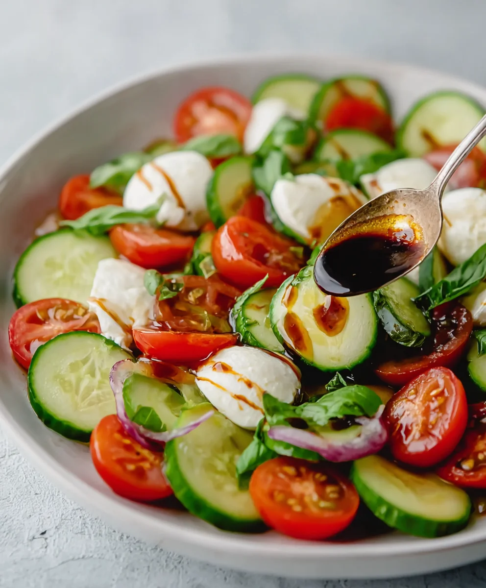 Fresh Cucumber Caprese Salad-Easy & Refreshing Recipe