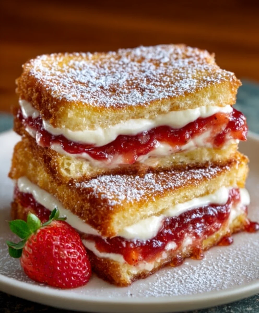 Fried Strawberry Cheesecake Sandwiches-Sweet Dessert