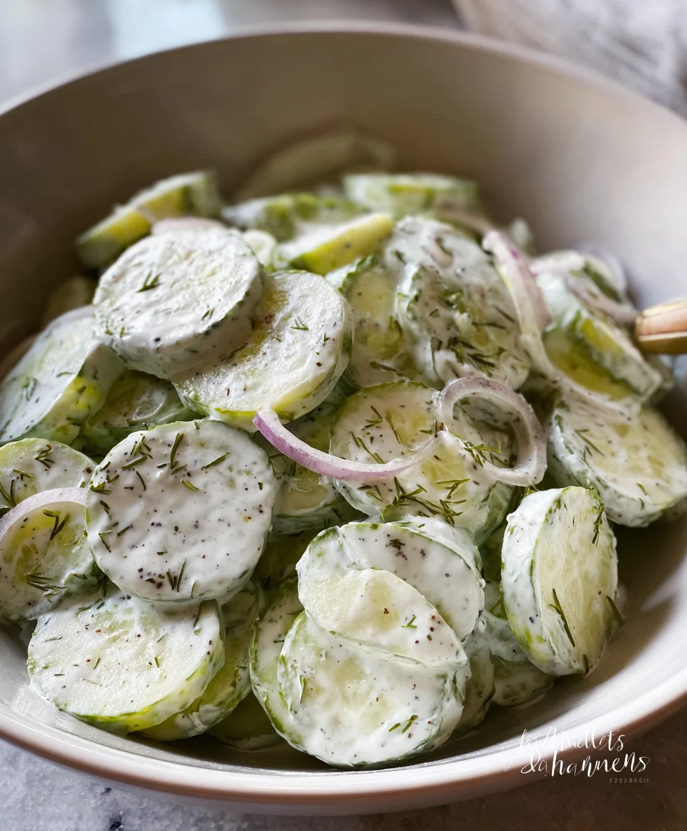 Creamy Cucumber Salad- Refreshing & Easy Recipe