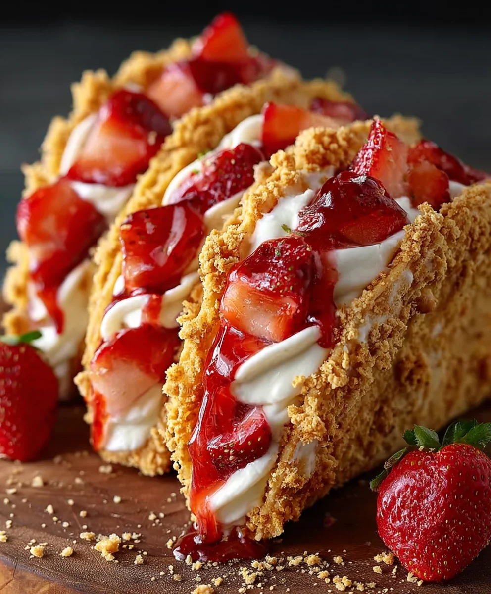 Strawberry Crunch Cheesecake Tacos-Sweet Dessert