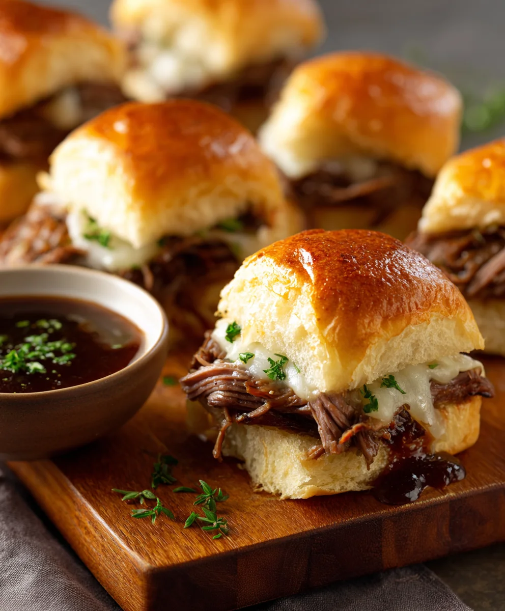 Easy French Dip Sliders - Crowd Pleasing Appetizer