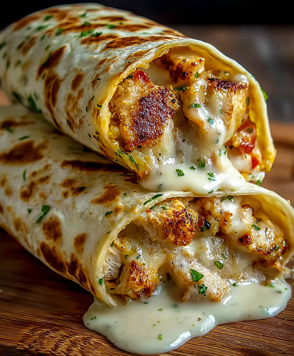 Cheesy Garlic Chicken Wraps-Quick Dinner Delight