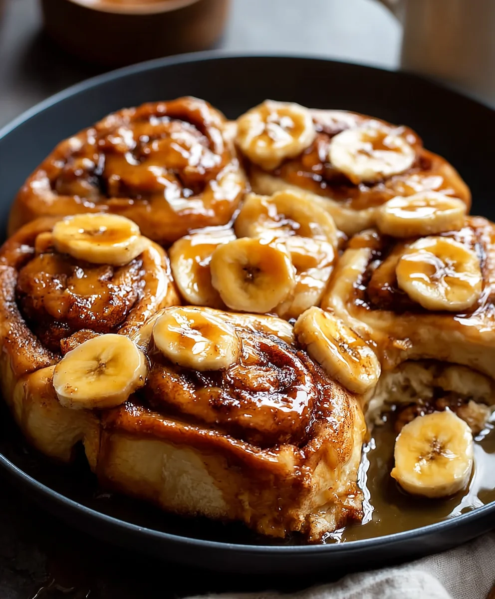 Bananas Foster Cinnamon Rolls- Decadent Treat