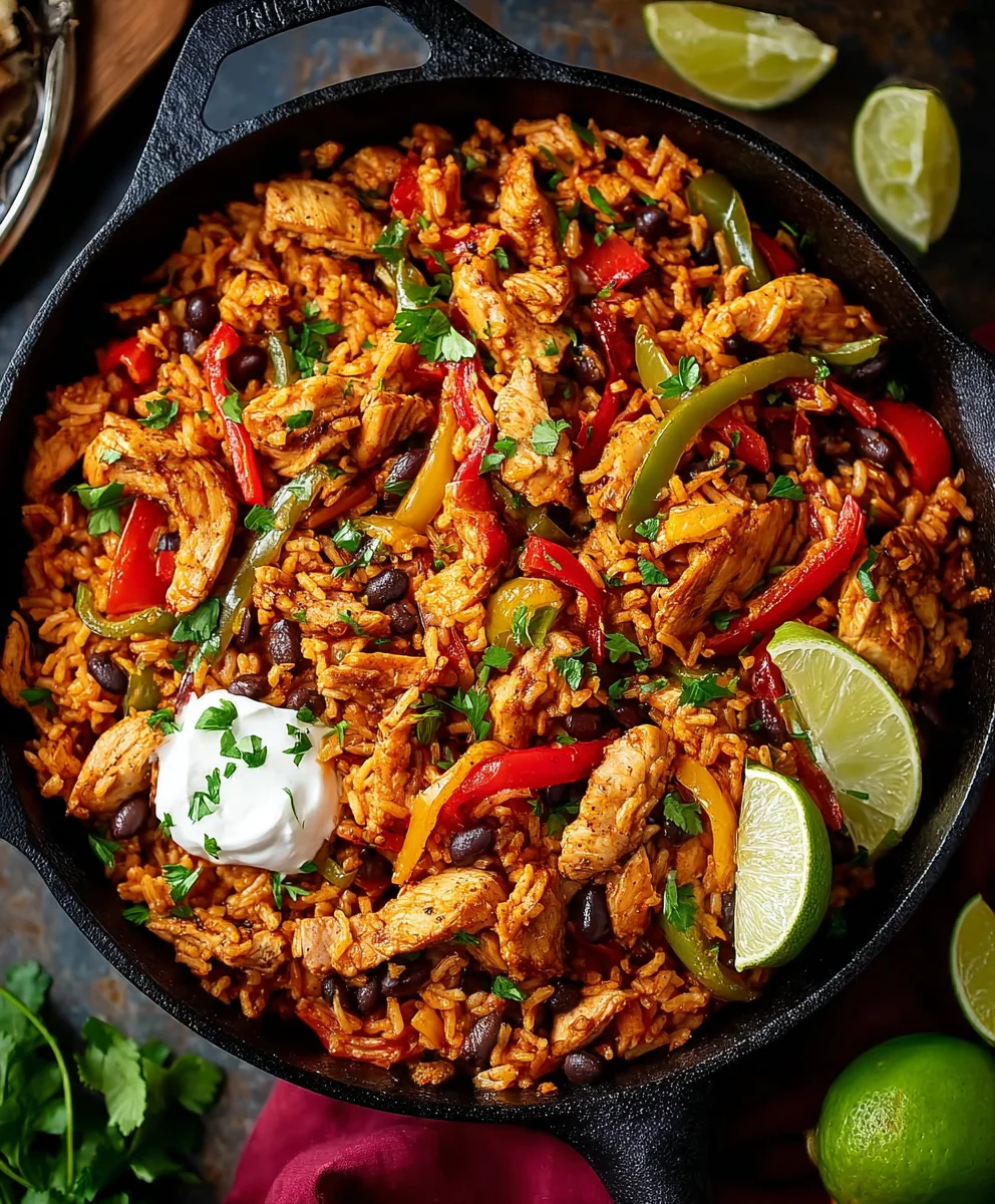 One-Pan Beef Fajita Rice Bowls - Easy Dinner