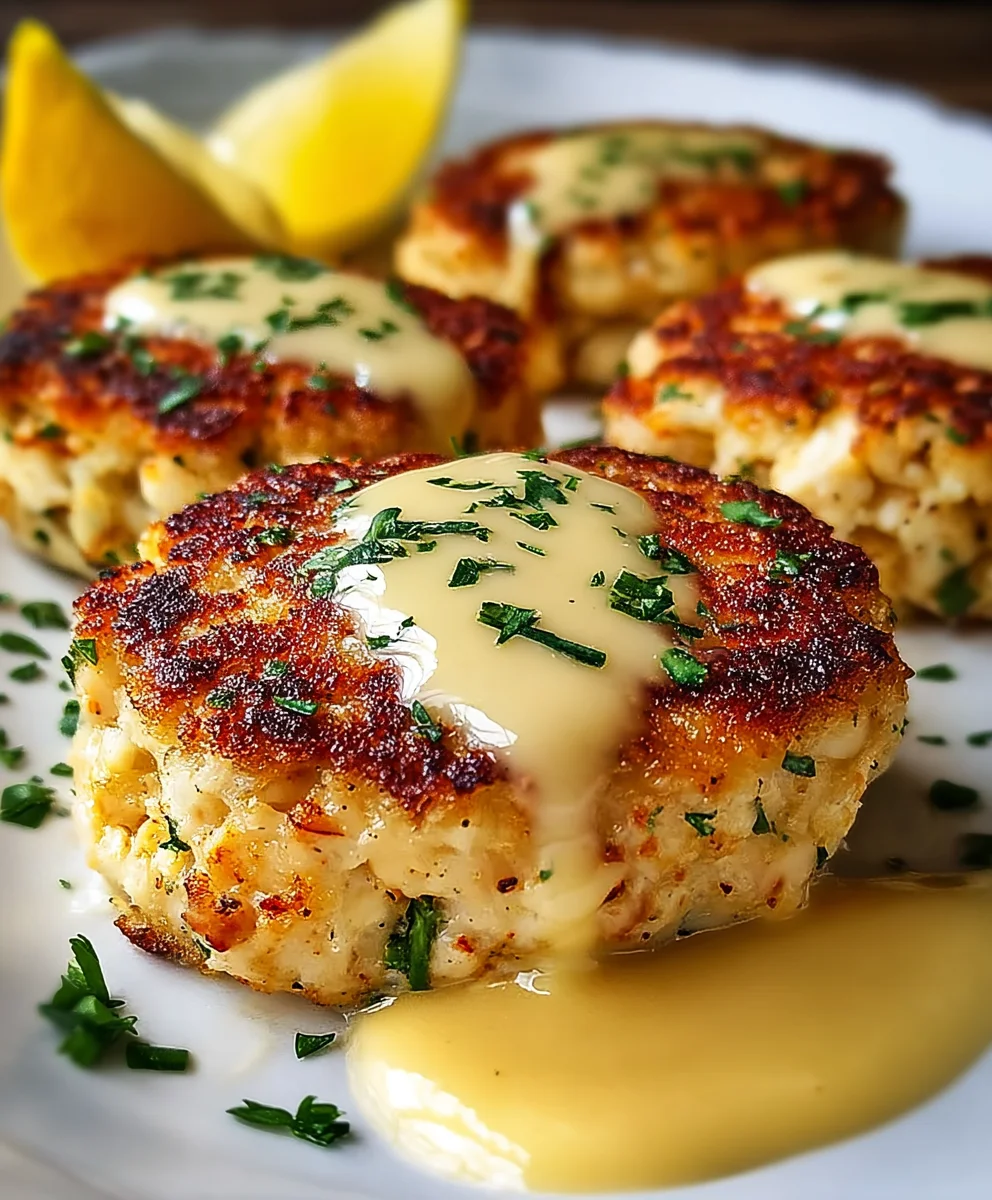 Cheddar Crab Cakes with Lemon Butter Drizzle - Delicious