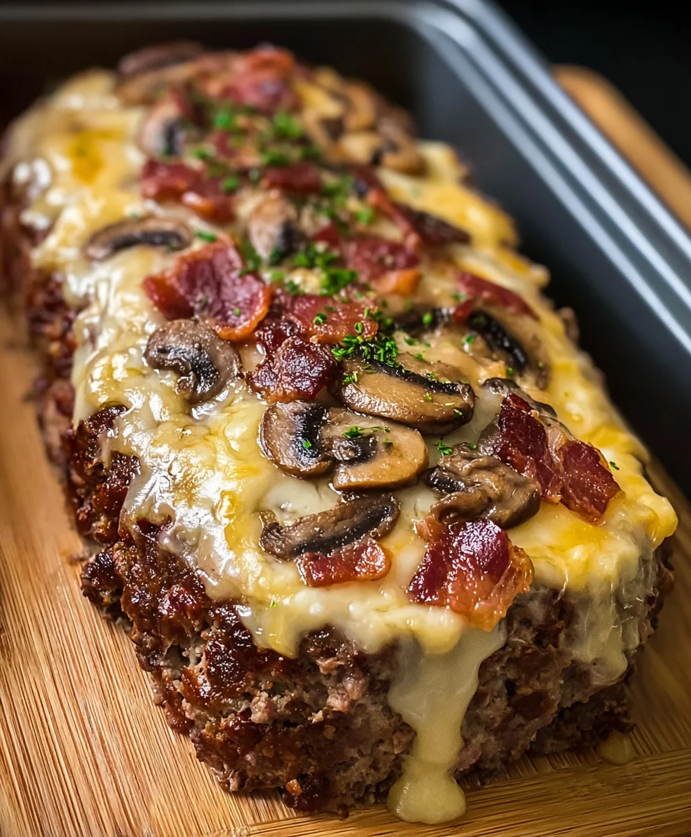 Beef Beef Bacon Mushroom Swiss Meatloaf - Ultimate Comfort Food