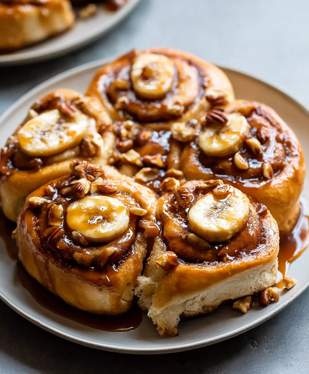 Bananas Foster Cinnamon Rolls- Decadent Treat