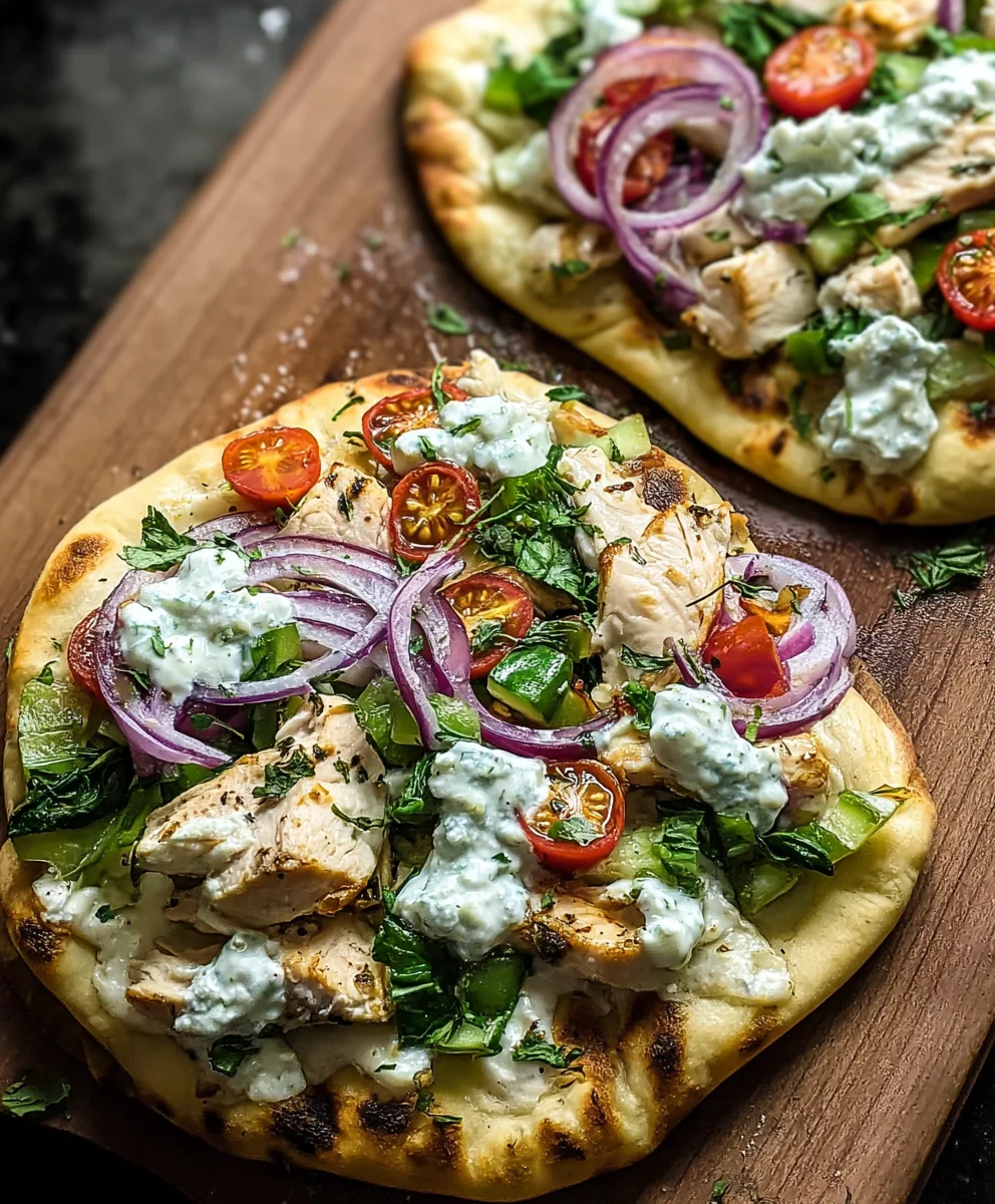 Tzatziki Chicken Naan Pizza- Easy & Flavorful