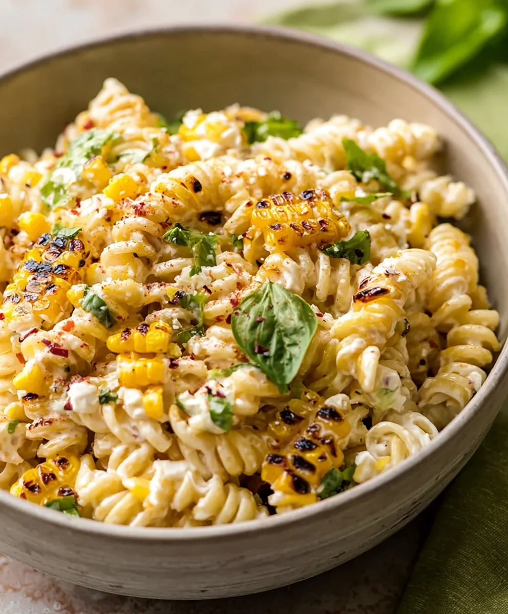 Creamy Street Corn Pasta Salad Recipe-Easy Side Dish