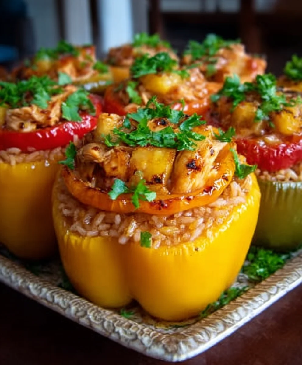 Teriyaki Pineapple Chicken Stuffed Peppers Recipe