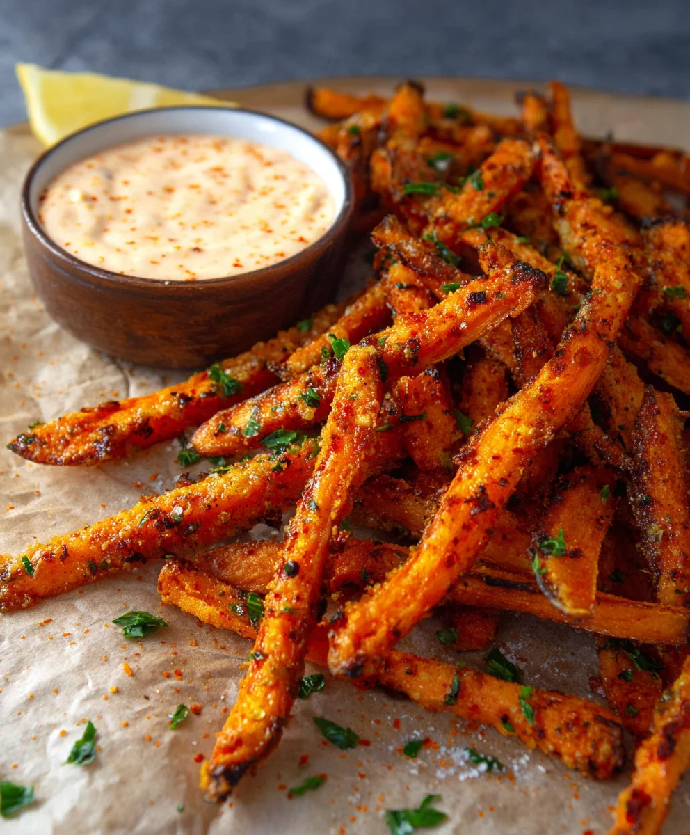 Baked Carrot Fries-Crispy Veggie Delight with Garlic Aioli
