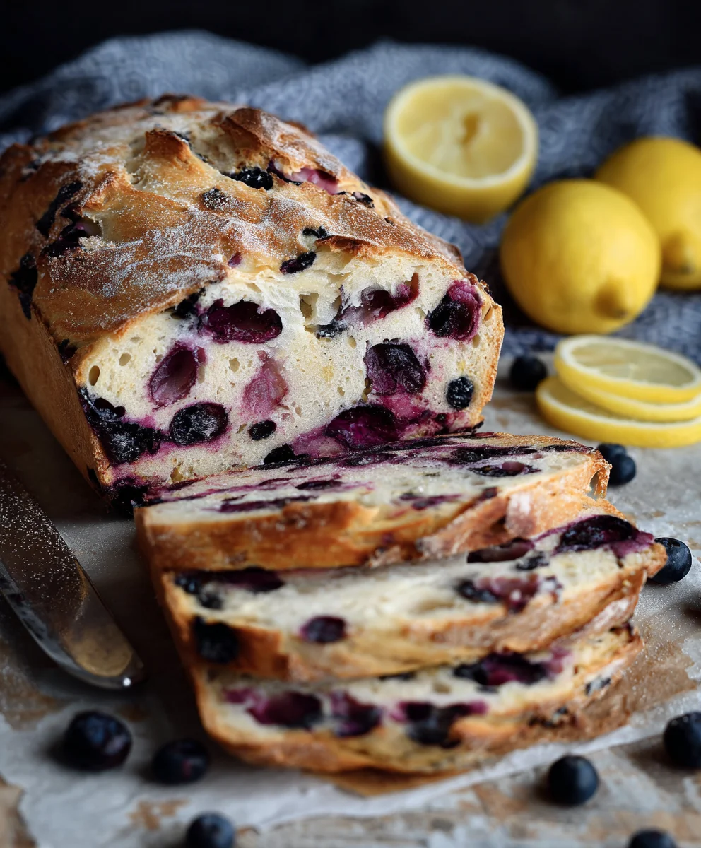 Lemon Blueberry Sourdough Bread-Easy Recipe