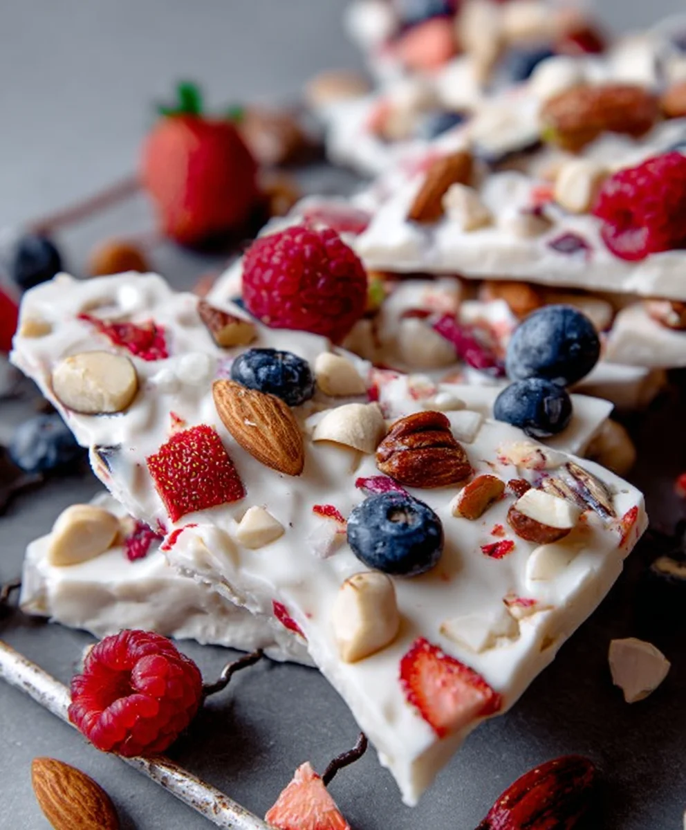 Easy Frozen Yogurt Bark Berries Nuts Recipe