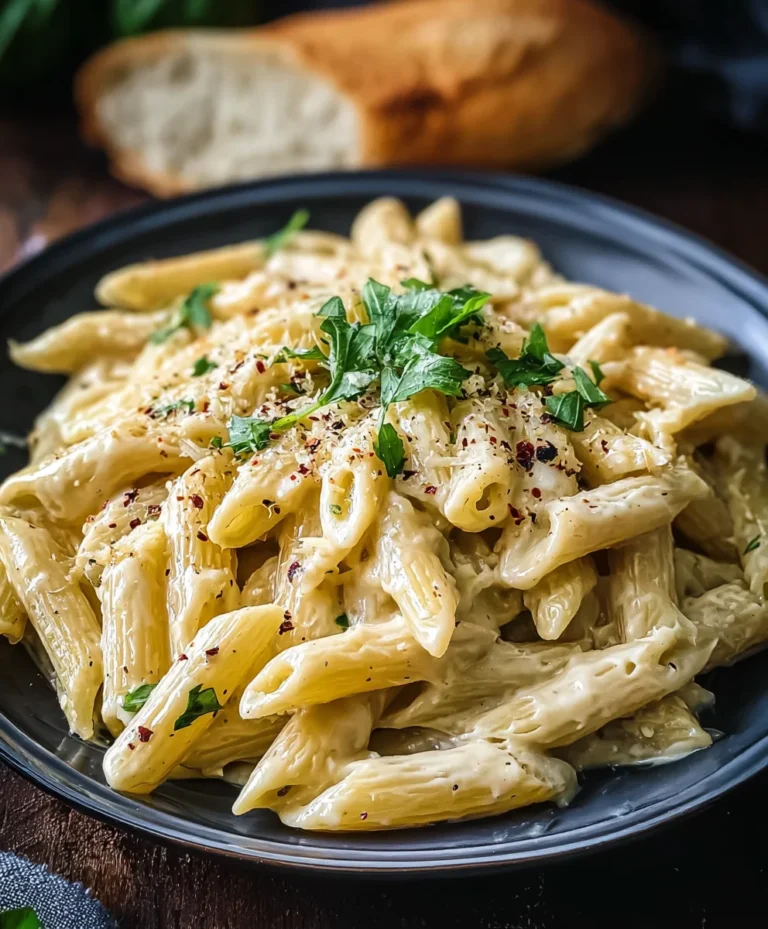 Easy Creamy Garlic Penne-Quick Dinner Recipe