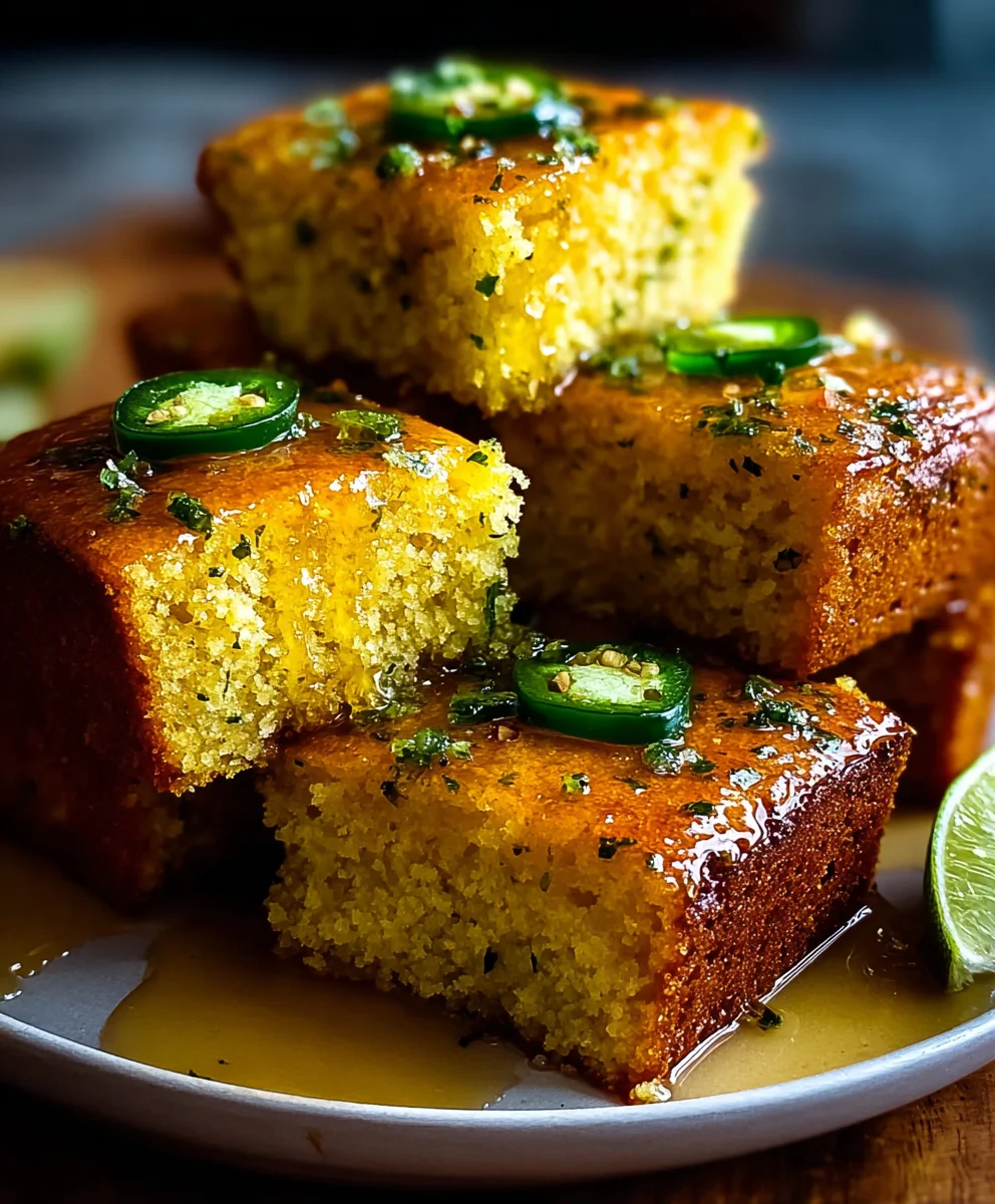 Spicy Jalapeno Cornbread with Lime Honey Glaze